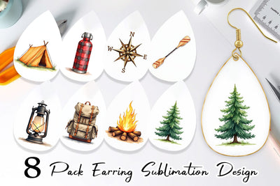 Earring 70s Retro Summer Camp Watercolor Sublimation artnoy 