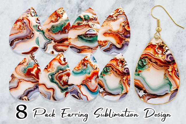 Earring Abstract Agate Sublimation artnoy 