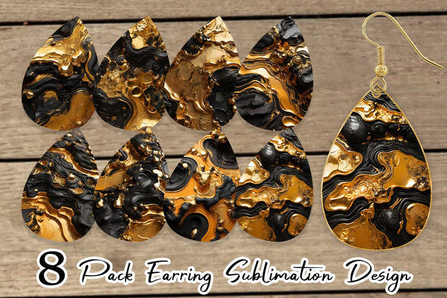 Earring Abstract Gold Lava Sublimation artnoy 