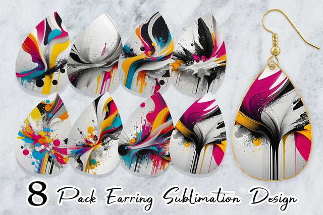 Earring Abstract Vibrant Colors Sublimation artnoy 