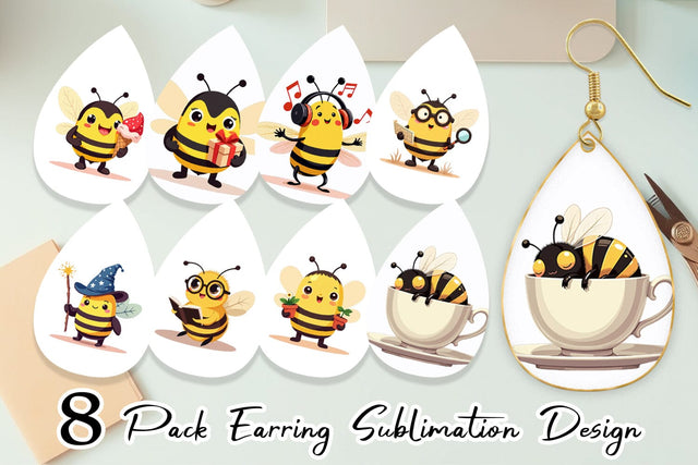Earring Adorable Bee Sublimation artnoy 