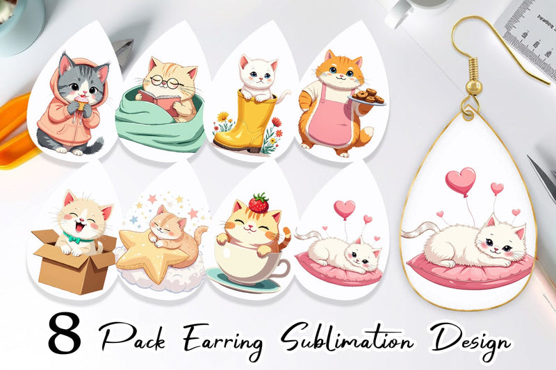Earring Adorable Cat Sublimation artnoy 