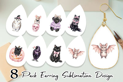 Earring Adorable Spooky Coquette Animals Sublimation artnoy 