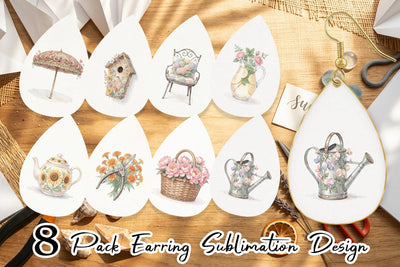 Earring Airy Sun-Drenched Garden Watercolor Sublimation artnoy 