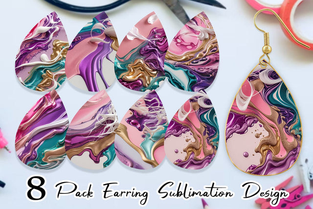 Earring Alcohol Ink Painting Sublimation artnoy 