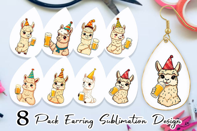 Earring Alpaca Beer Day Sublimation artnoy 