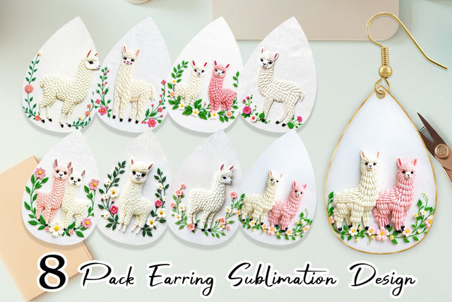 Earring Alpaca Embroidery Sublimation artnoy 