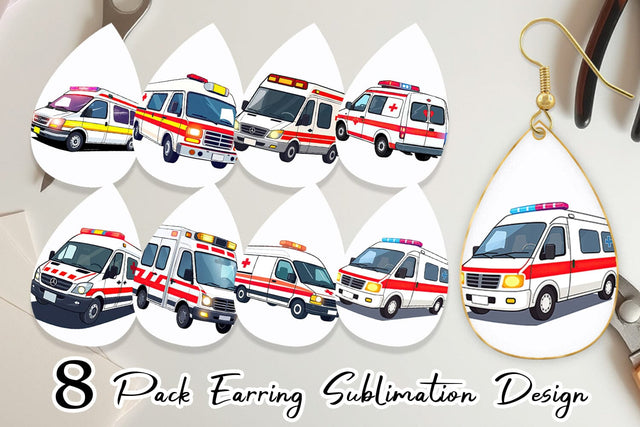 Earring Ambulance Vehicle Sublimation artnoy 