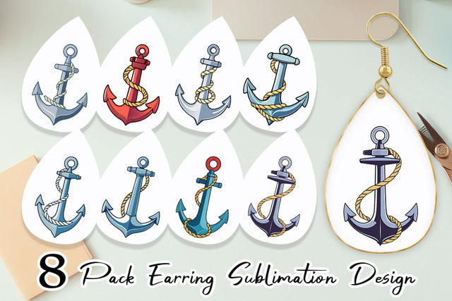 Earring Anchor Rope Sublimation artnoy 