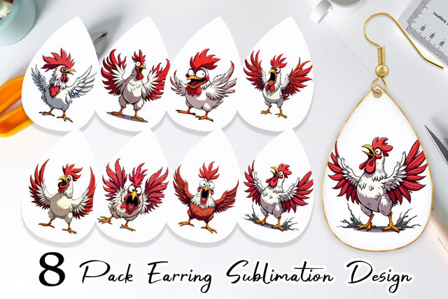 Earring Angry Rooster Sublimation artnoy 