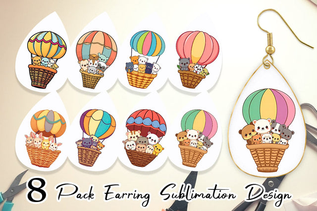 Earring Animal Hot Air Balloon Sublimation artnoy 