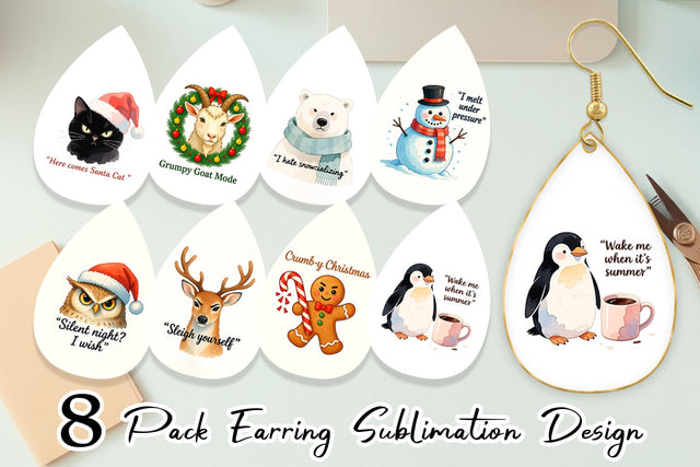 Earring Anti Christmas Grumpy Sublimation artnoy 