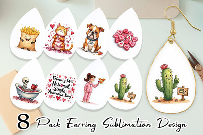 Earring Anti-Valentine's Sassy Singles Watercolor Sublimation artnoy 