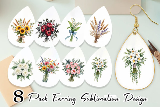 Earring Antique Botanical Wedding Bouquets Sublimation artnoy 