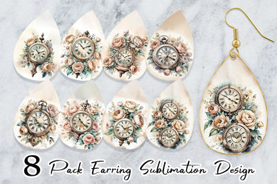 Earring Antique Clock Sublimation artnoy 