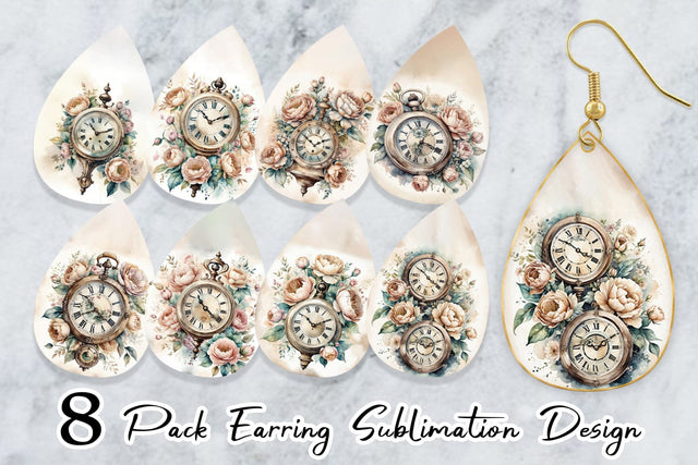 Earring Antique Clock Sublimation artnoy 