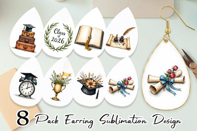 Earring Antique Floral Graduation Elements & Scrolls Sublimation artnoy 