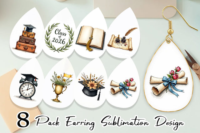 Earring Antique Floral Graduation Elements & Scrolls Sublimation artnoy 