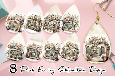 Earring Antique Radio Sublimation artnoy 