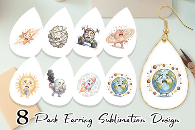 Earring Anxious Space Rocket and Planet Sublimation artnoy 