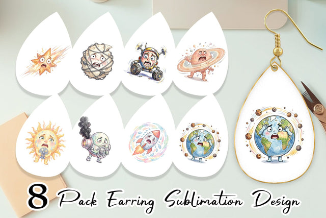 Earring Anxious Space Rocket and Planet Sublimation artnoy 