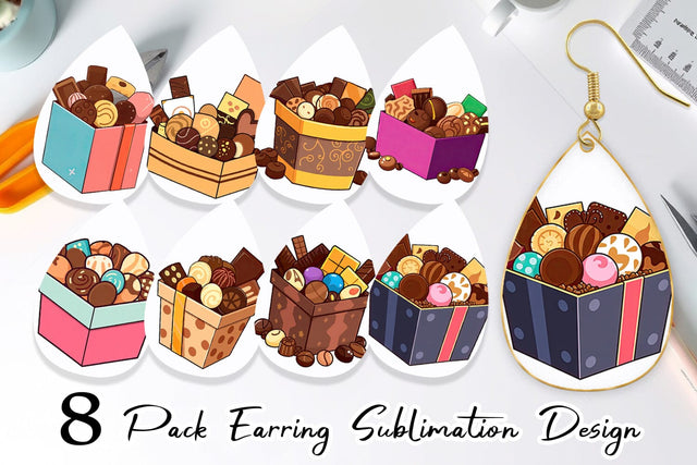 Earring Assorted Chocolate Box Sublimation artnoy 
