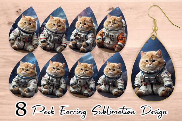 Earring Astronaut Cat Sublimation artnoy 