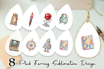 Earring Atomic Age School Supplies Watercolor Sublimation artnoy 
