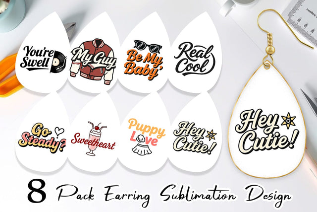 Earring Atomic Love 50s Valentine Quotes Sublimation artnoy 