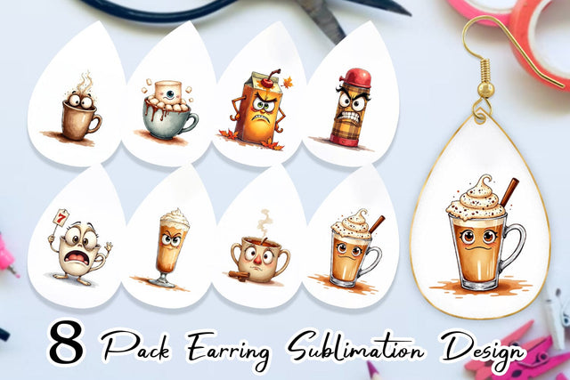 Earring Autumn Beverages Sublimation artnoy 