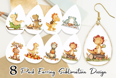 Earring Autumn Dino Friends Sublimation artnoy 