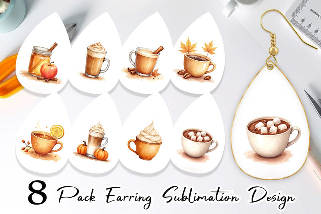 Earring Autumn Drinks Sublimation artnoy 