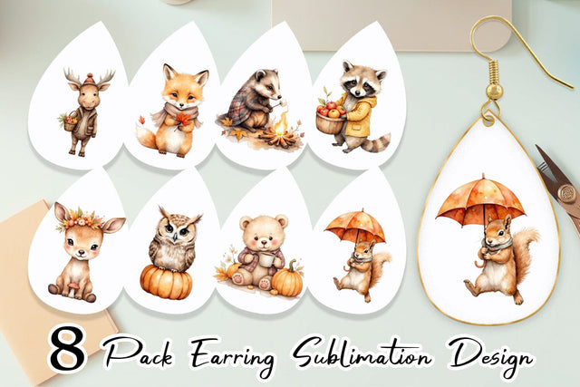 Earring Autumn Forest Cuties Sublimation artnoy 