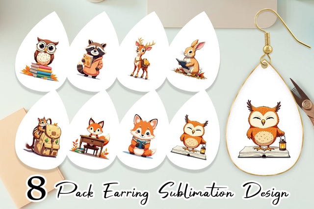 Earring Autumn Forest School Sublimation artnoy 