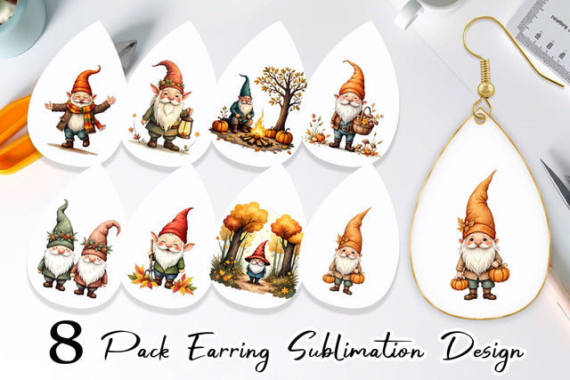 Earring Autumn Gnome Friends Sublimation artnoy 