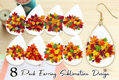 Earring Autumn Leaves Sublimation artnoy 