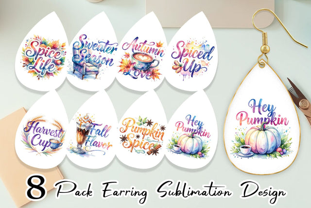 Earring Autumn Pumpkin Spice Quotes Sublimation artnoy 