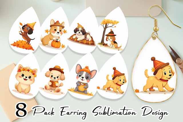 Earring Autumn Puppy Parade Sublimation artnoy 