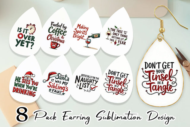 Earring Awkward Family Christmas Quotes Sublimation artnoy 