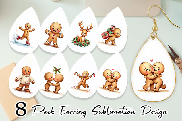 Earring Awkward Holiday Moments Gingerbread Sublimation artnoy 