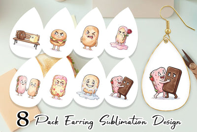 Earring Awkward Ice Cream Date Watercolor Sublimation artnoy 