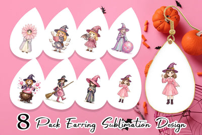 Earring Awkward Pink Witch Retro Watercolor Sublimation artnoy 