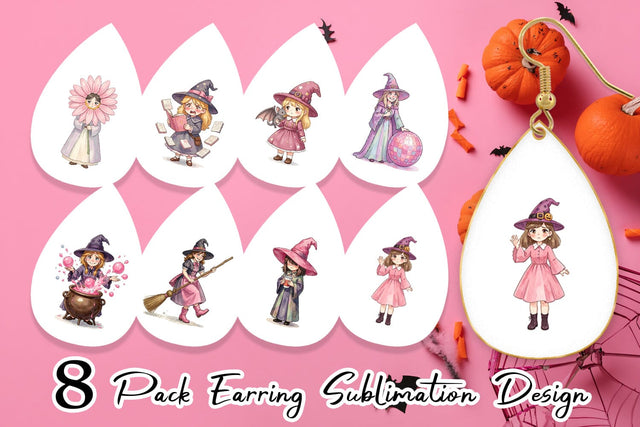 Earring Awkward Pink Witch Retro Watercolor Sublimation artnoy 