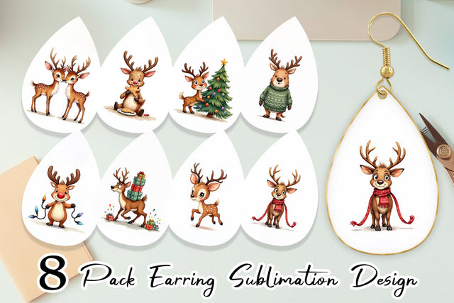 Earring Awkward Reindeer Academy Sublimation artnoy 