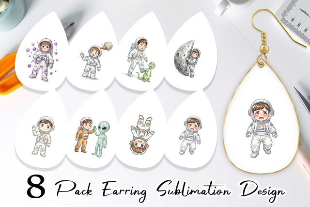 Earring Awkward Space Kid Watercolor Sublimation artnoy 