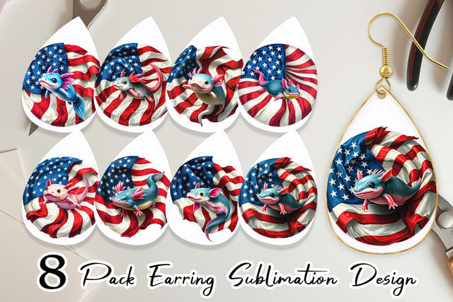Earring Axolotl 4th of July Sublimation artnoy 