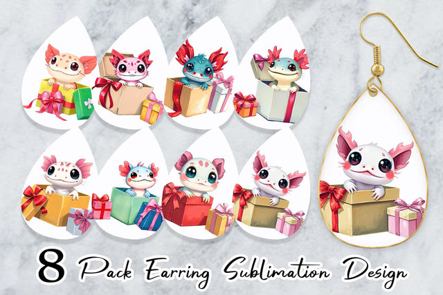 Earring Axolotl Gift Sublimation artnoy 