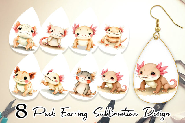 Earring Axolotl Wildlife Sublimation artnoy 