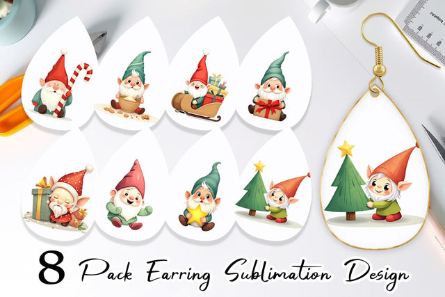 Earring Baby Gnome Christmas Sublimation artnoy 