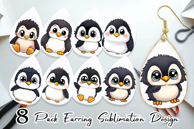 Earring Baby Penguin Sublimation artnoy 